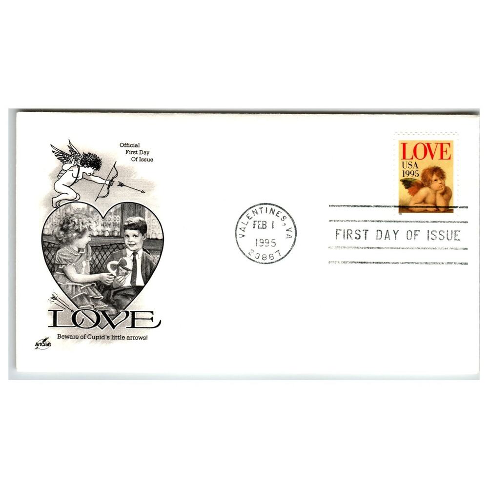 Scott #2968 Love Cherubs 1995 First Day Cover FDC ArtCraft Valentines VA